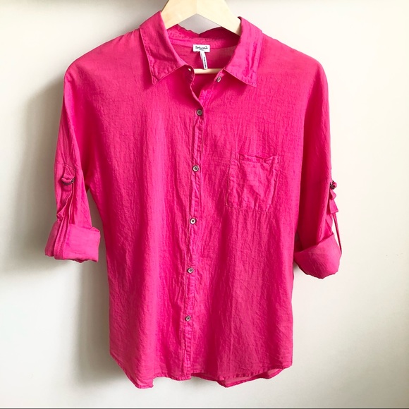 Anthropologie Tops - ANTHROPOLOGIE | SPLENDID Pink Roll-Tab Sleeve Top